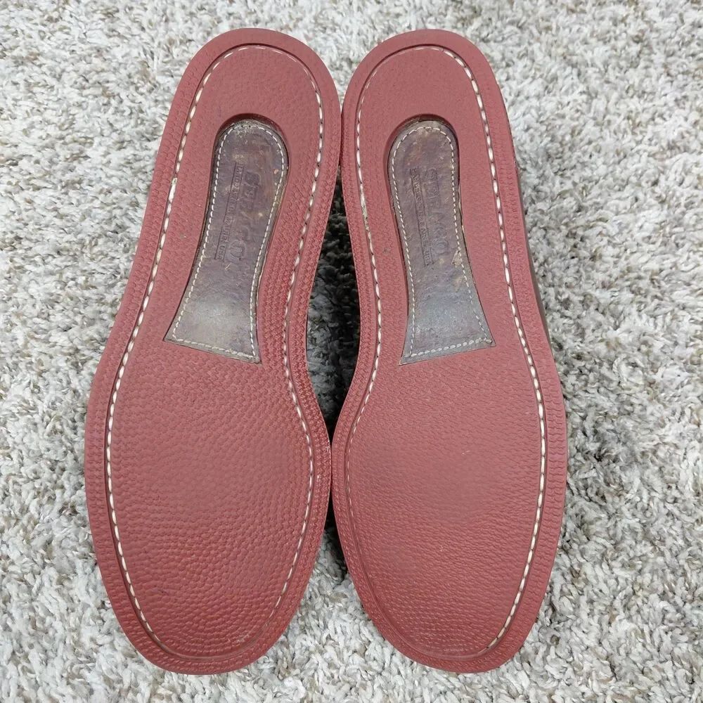Vintagw Sebago Campsides Hand Sewn Boat Shoes Mens 9 M Brown Leather Made In USA